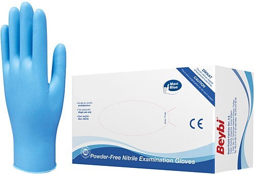  - Nitril Mavi Pudrasız Ameliyat Eldiveni M