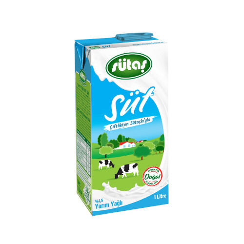 Sütaş - Sütaş Yarım Yağlı Süt 1 lt
