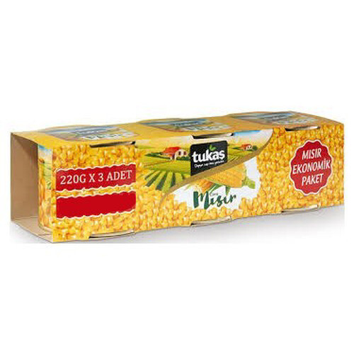 Tukaş - Tukaş Tane Mısır Konservesi 3x220 gr